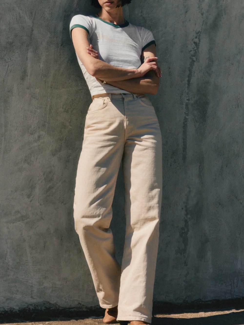 Imogene and Willie Catherine High-Rise Wide Leg Jeans in Cream 27